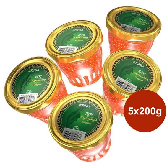 Pink Salmon Caviar Set, -Kamchatka Original- 5 x 200g